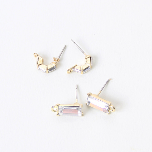 티타늄 침_사각 큐빅 귀걸이 (1쌍) 귀걸이재료 악세사리부자재 B698