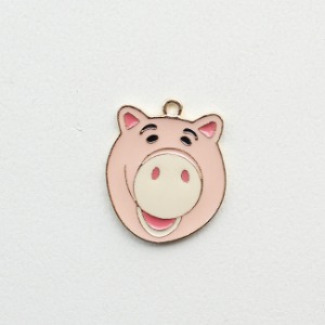 웃고있는 분홍 돼지 팬던트 귀걸이재료 악세사리부자재 T2187