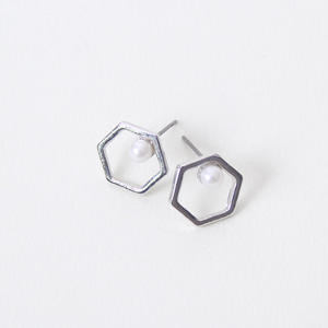 티타늄 침_육각 진주 귀걸이 (1쌍) 귀걸이재료 악세사리부자재 T487